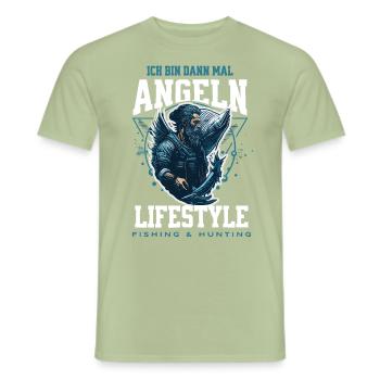 Ich Bin Dann Mal Angeln Fischer Angler - Männer T-Shirt - Sage - Vorne - AI Model Male 178 light (178cm)