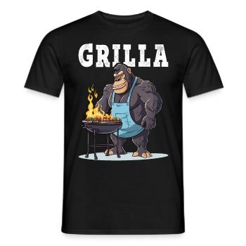 Grilling Grilla Griller Gorilla BBQ Saying Funny - Men's T-Shirt - black - Front - AI Model Male 178 light (178cm)