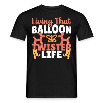 La vie d’un artiste de ballons Balloon Twisters - T-shirt homme - noir - Devant - AI Model Male 178 light (178cm)