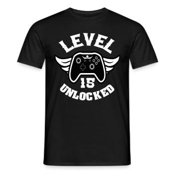Level 15 Unlocked 15 Geburtstag - Männer T-Shirt - Schwarz - Vorne - AI Model Male 178 light (178cm)