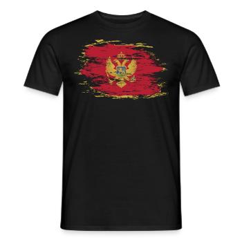 Drapeau du Monténégro utilisé - T-shirt homme - noir - Devant - AI Model Male 178 light (178cm)