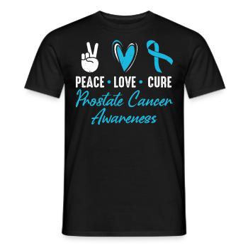 Peace, Love, Cure, Prostate Cancer - Men's T-Shirt - black - Front - AI Model Male 178 light (178cm)