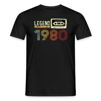 1980 Geburtstag Vintage Cassette - Männer T-Shirt - Schwarz - Vorne - AI Model Male 178 light (178cm)
