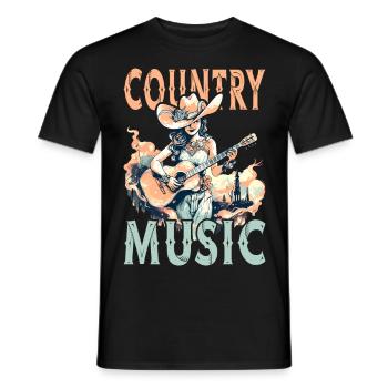 Country Music Girl Guitar Western USA Vintage - Men's T-Shirt - black - Front - AI Model Male 178 light (178cm)