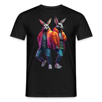 Hip Hop Bunnies - Men's T-Shirt - black - Front - AI Model Male 178 light (178cm)