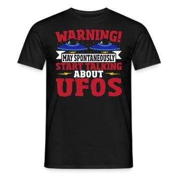 Warning! May Spontaneously Start Talking About - Men's T-Shirt - black - Front - AI Model Male 178 light (178cm)