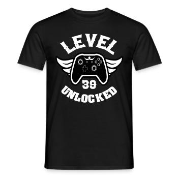 Level 39 Unlocked 39 Geburtstag - Männer T-Shirt - Schwarz - Vorne - AI Model Male 178 light (178cm)