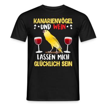 Kanarienvögel und Wein lassen mich glücklich sein - Männer T-Shirt - Schwarz - Vorne - AI Model Male 178 light (178cm)