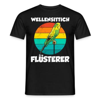 Vogelfreund Wellensittich Flüsterer Sittiche - Männer T-Shirt - Schwarz - Vorne - AI Model Male 178 light (178cm)