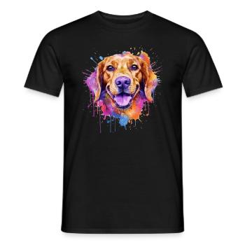 Ein farbenfroher Hund im Watercolor Style - Männer T-Shirt - Schwarz - Vorne - AI Model Male 178 light (178cm)