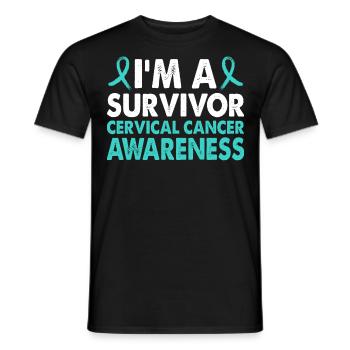 Mois de la sensibilisation au cancer du col de l’utérus - T-shirt homme - noir - Devant - AI Model Male 178 light (178cm)
