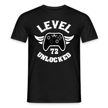 Niveau 72 Débloqué 72 Anniversaire - T-shirt homme - noir - Devant - AI Model Male 178 light (178cm)