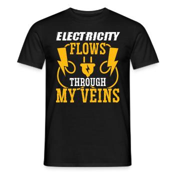 Electrician Through My Veins Electrical Engineer - Men's T-Shirt - black - Front - AI Model Male 178 light (178cm)