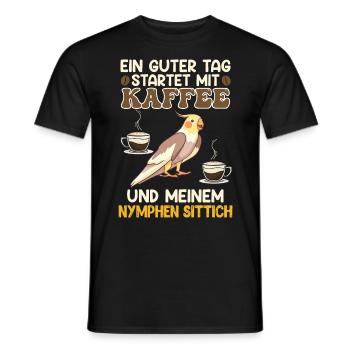 Sittiche Ein guter Tag startet mit Kaffee Fan - Männer T-Shirt - Schwarz - Vorne - AI Model Male 178 light (178cm)