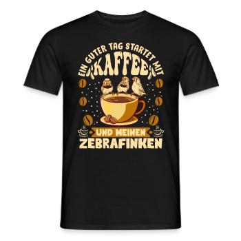 Ein guter Tag startet mit Kaffee Fan Zebrafink - Männer T-Shirt - Schwarz - Vorne - AI Model Male 178 light (178cm)