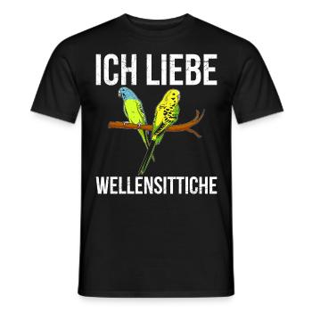 Ich liebe Wellensittiche Vogelliebhaber Sittich - Männer T-Shirt - Schwarz - Vorne - AI Model Male 178 light (178cm)