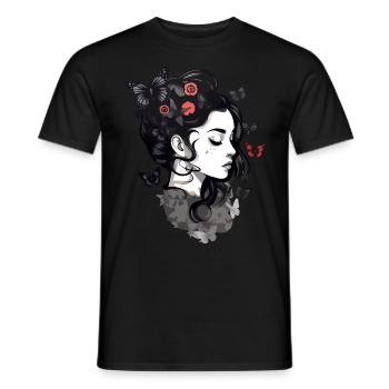 Gothic Girls and Butterflies: Aesthetic - Men's T-Shirt - black - Front - AI Model Male 178 light (178cm)
