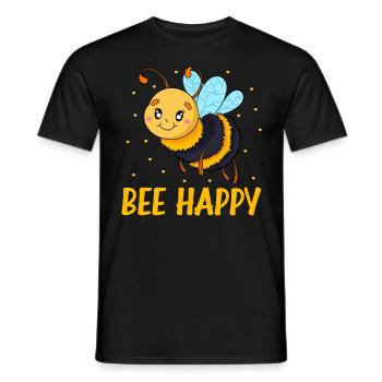 Bee Happy - Men's T-Shirt - black - Front - AI Model Male 178 light (178cm)
