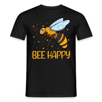 Bee Happy - Men's T-Shirt - black - Front - AI Model Male 178 light (178cm)