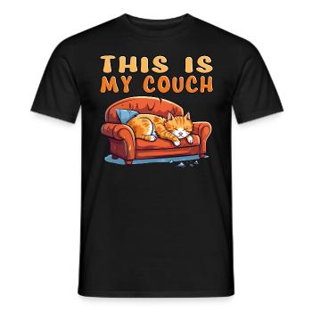 Cat Couch Sofa Funny Humor Typical Cartoon - Men's T-Shirt - black - Front - AI Model Male 178 light (178cm)