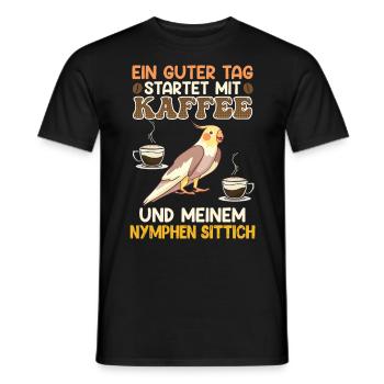 Sittiche Ein guter Tag startet mit Kaffee Fan - Männer T-Shirt - Schwarz - Vorne - AI Model Male 178 light (178cm)