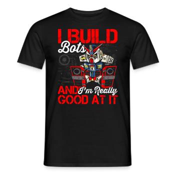 Je construis des bots robotique amateur robot ingénieur - T-shirt homme - noir - Devant - AI Model Male 178 light (178cm)