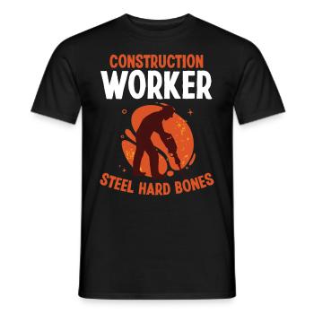 Bauarbeiter Construction Worker Steel Hard Bones - Männer T-Shirt - Schwarz - Vorne - AI Model Male 178 light (178cm)