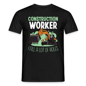 Bauarbeiter Construction Worker Fill Lot Of Holes - Männer T-Shirt - Schwarz - Vorne - AI Model Male 178 light (178cm)