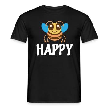 Bee Happy - Men's T-Shirt - black - Front - AI Model Male 178 light (178cm)