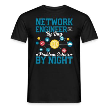 Network Technician Problem Solver Administrator - Men's T-Shirt - black - Front - AI Model Male 178 light (178cm)