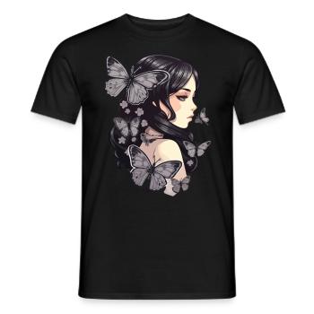 Gothic Lady: Night and Colorless Butterflies - Men's T-Shirt - black - Front - AI Model Male 178 light (178cm)