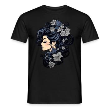 Femme gothique avec des fleurs magiques de beauté sombre - T-shirt homme - noir - Devant - AI Model Male 178 light (178cm)