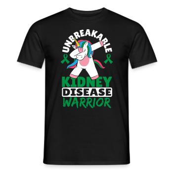 Unbreakable Kidney Disease Warrior Green Ribbon - Men's T-Shirt - black - Front - AI Model Male 178 light (178cm)