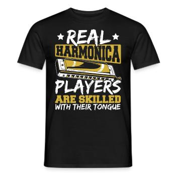 Les vrais harmonicistes sont adeptes de - T-shirt homme - noir - Devant - AI Model Male 178 light (178cm)