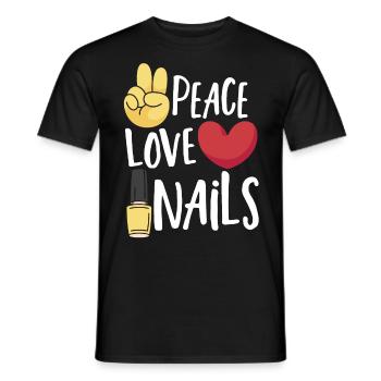 Peace Love Nails Nail Tech Nail Technicien - T-shirt homme - noir - Devant - AI Model Male 178 light (178cm)