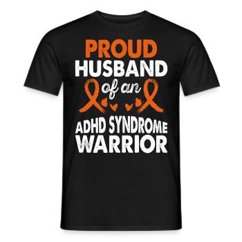 Husband of ADHD Syndrome Warrior Awareness Orange - Men's T-Shirt - black - Front - AI Model Male 178 light (178cm)