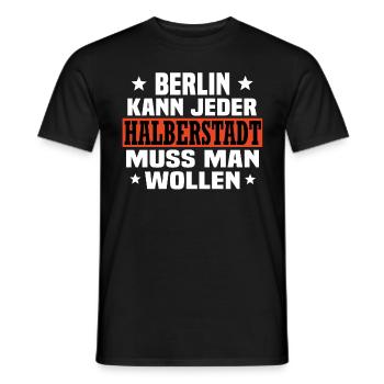 Halberstadt - Männer T-Shirt - Schwarz - Vorne - AI Model Male 178 light (178cm)