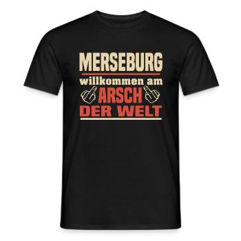 Merseburg - Männer T-Shirt - Schwarz - Vorne - AI Model Male 178 light (178cm)