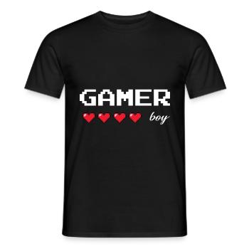 Der Gamer Junge mit roten Herzen Design - Männer T-Shirt - Schwarz - Vorne - AI Model Male 178 light (178cm)