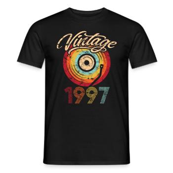 1997 Anniversaire Vinyle Vintage - T-shirt homme - noir - Devant - AI Model Male 178 light (178cm)