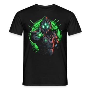 Epic Gamer Guardian mit grünem Licht reicht Hand - Männer T-Shirt - Schwarz - Vorne - AI Model Male 178 light (178cm)