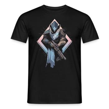 Epic Gamer Guardian with Pastel Colors Background - Men's T-Shirt - black - Front - AI Model Male 178 light (178cm)