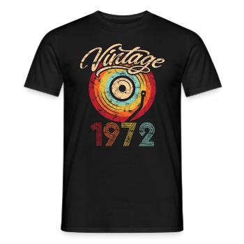 1972 Anniversaire Vinyle Vintage - T-shirt homme - noir - Devant - AI Model Male 178 light (178cm)