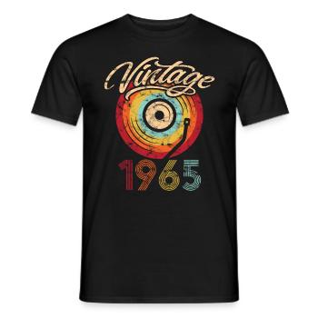 1965 Anniversaire Vinyle Vintage - T-shirt homme - noir - Devant - AI Model Male 178 light (178cm)