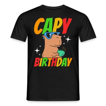 Capy Birthday - Men's T-Shirt - black - Front - AI Model Male 178 light (178cm)