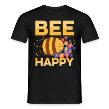 Bee Happy Bee Beekeeper Honey Bee - Men's T-Shirt - black - Front - AI Model Male 178 light (178cm)
