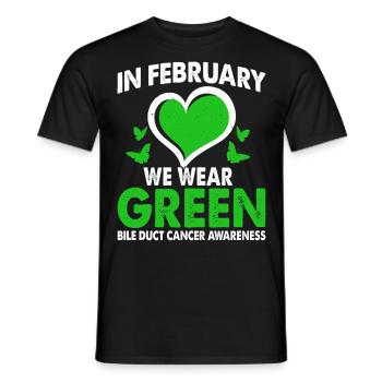 En février, nous portons le cancer du canal biliaire vert - T-shirt homme - noir - Devant - AI Model Male 178 light (178cm)