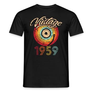 1959 Anniversaire Vinyle Vintage - T-shirt homme - noir - Devant - AI Model Male 178 light (178cm)