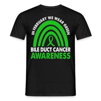 En février, nous portons le Green Gall Duct Cancer - T-shirt homme - noir - Devant - AI Model Male 178 light (178cm)