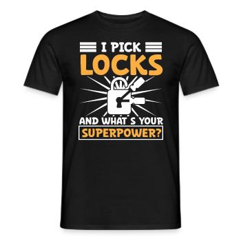 Serrures Pick Locks Quel est votre serrure Superpower - T-shirt homme - noir - Devant - AI Model Male 178 light (178cm)